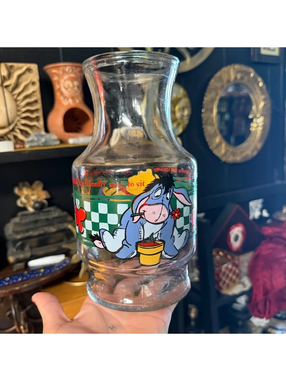 Vintage 90’s Winnie The Pooh & Eeyore Glass Spring Garden Theme Vase